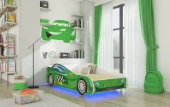 Postel s matracem a LED osvětlením SPEED 140x70 zelená (74 x 48) cm