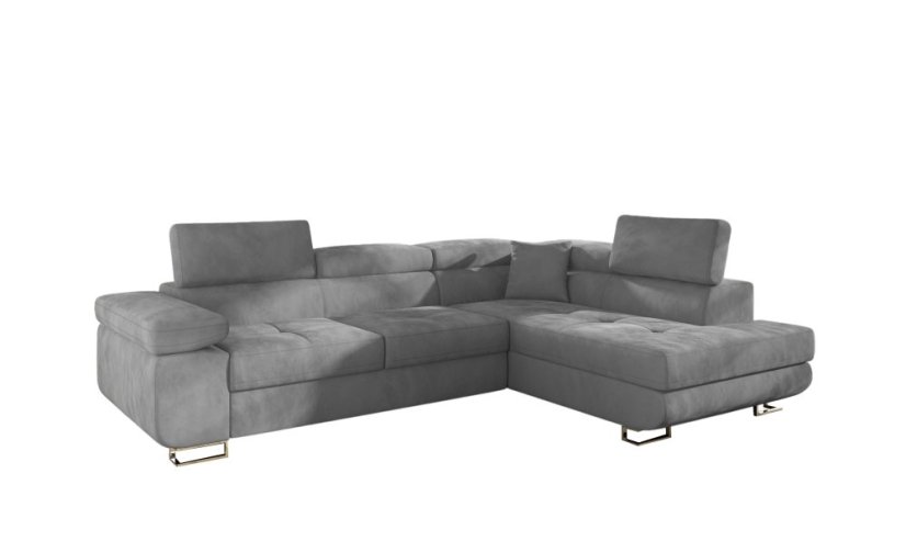 Rozkládací rohová sedačka TONY DELUXE 270×202 cm – více barevných variant - Barva (vyberte): šedá#eup342498euv1, Umístnění rohu: levý roh