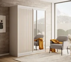 Posuvná skříň Delia 160 bílá (160 x 205) cm – 5 polic pro přehledné uložení