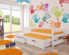 Manželská postel s matracemi FRAGA bílá (96 x 65) cm – 2 zásuvky na lůžkoviny místo další komody