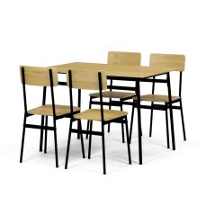Set jídelní (1+4), MDF dekor divoký dub, černý kov
