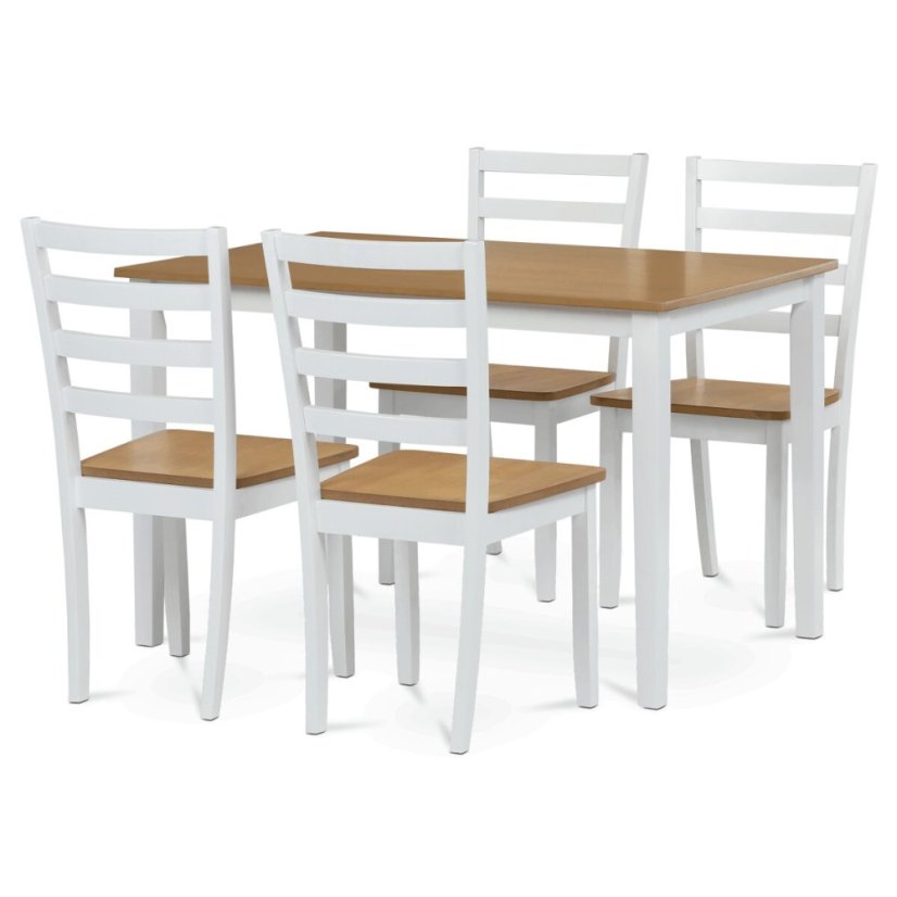 Jídelní set 1+4, rozměr stolu 120x75x75 cm, MDF, dýha, masivní nohy, moření dub