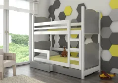 Patrová postel pro dvě osoby s matracemi MARABA bílá – šedá (81 x 160) cm