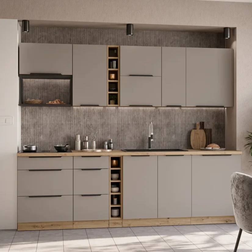 Dřezová skříňka, sandgrau/dub artisan, FRISBO 80 ZL 2F BB