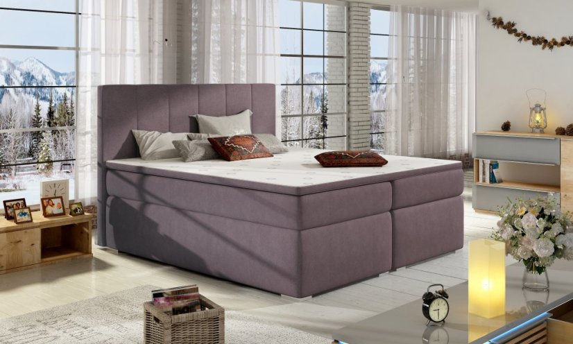 Kontinentální postel Boxspring MARIO fialová - Vyberte rozměry: 160  x 200 cm