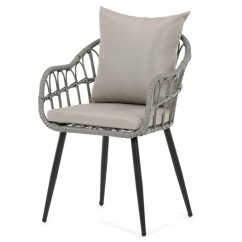 Zahradní židle AZ-F1406 GREY, kov, polyratan, šedá (57 x 61) cm
