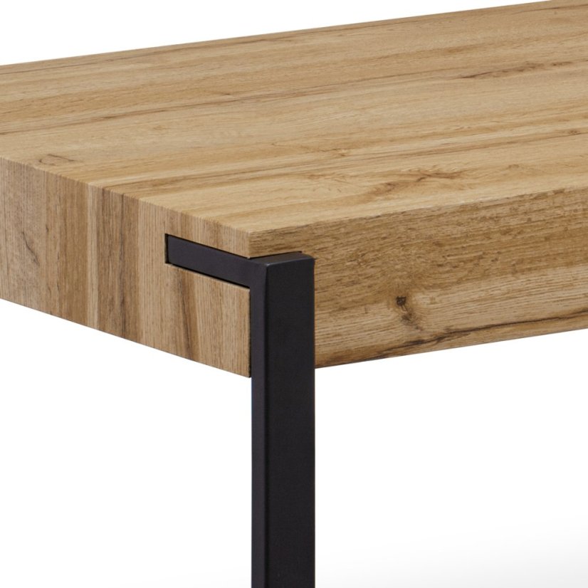 Konferenční stolek 110x60x43, deska MDF dekor divoký dub tloušťka 100mm, kov černý mat