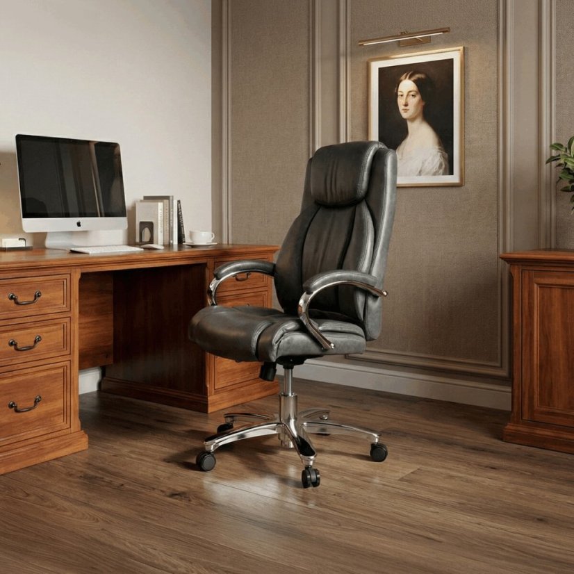 Kancelářské křeslo, houpací mechanismus, šedá ekokůže, KA-F1385 GREY