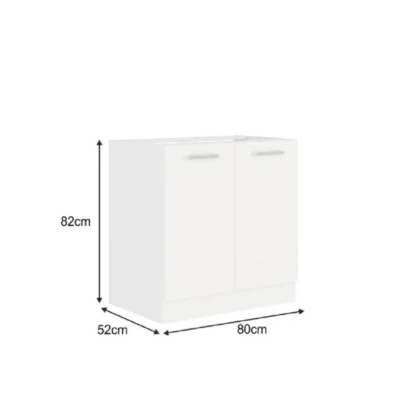 Dřezová skříňka SPLIT 80 ZL 2F BB, bílá (80 x 82) cm