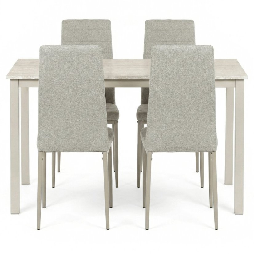 Jídelní set s 4 židlemi, 110x70x75cm travertin, ASE-1039 CRM2