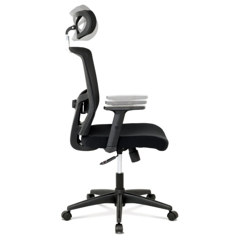 Kancelářská židle s podhlavníkem, látka mesh černá, houpací mechanismus