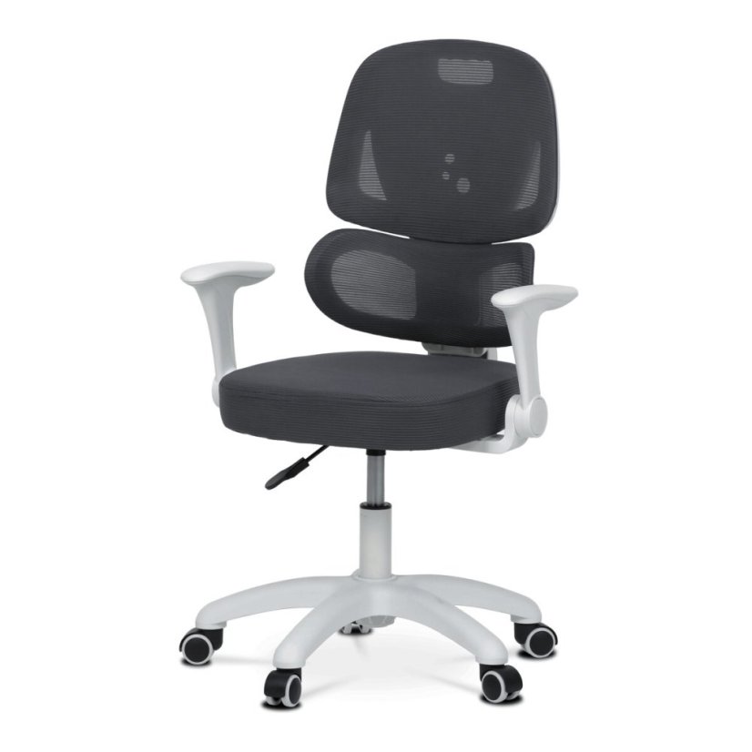 Dětská židle, výškově nastavitelná, šedá síťovina, KA-K1063 GREY