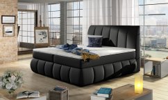 Kontinentální postel Boxspring RAVIOLI černá ekokůže