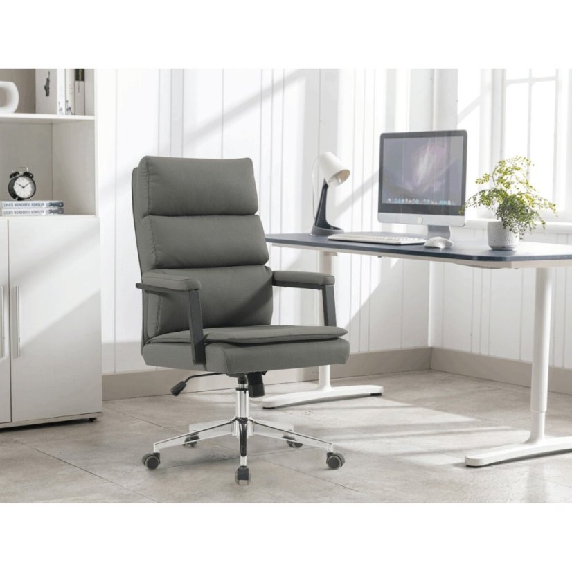 Kancelářské křeslo, houpací mechanismus, šedá ekokůže, KA-D8104 GREY