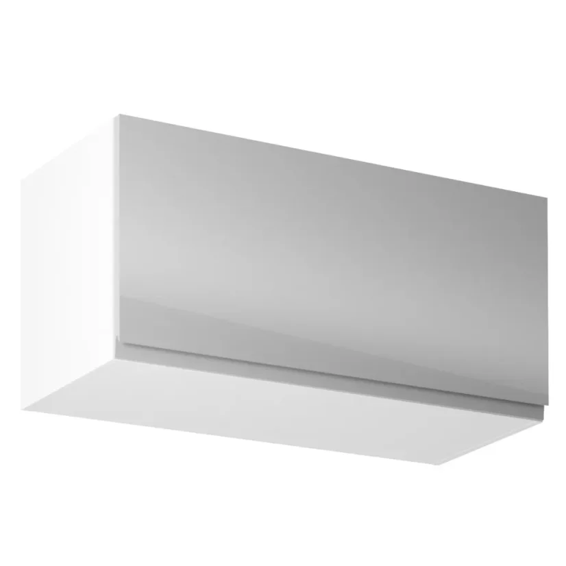 Horní skříňka, bílá / šedý extra vysoký lesk, AURORA G80K
