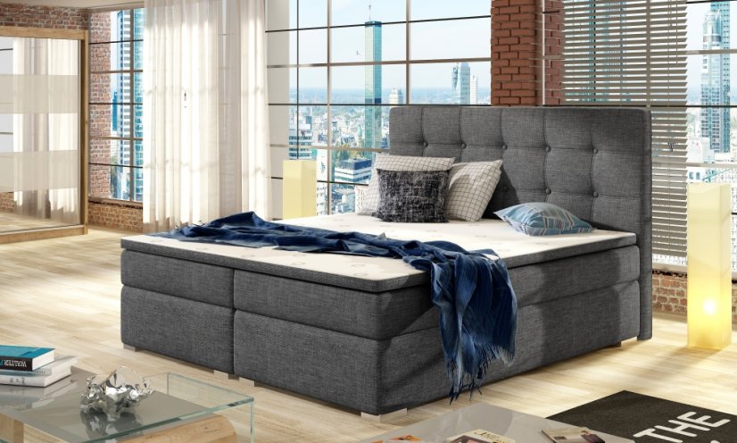 Kontinentální postel Boxspring INNA šedá - Vyberte rozměry: 160  x 200 cm