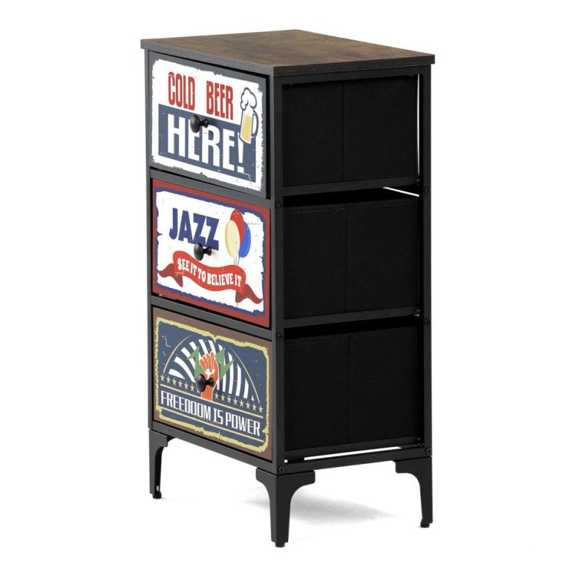 Komoda 45x30x77cm, mdf, vícebarevná, AUK-W2001 BK