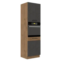 Vysoká skříňka, dub lancelot / šedá matná, VEGA 60 DP-210 2F