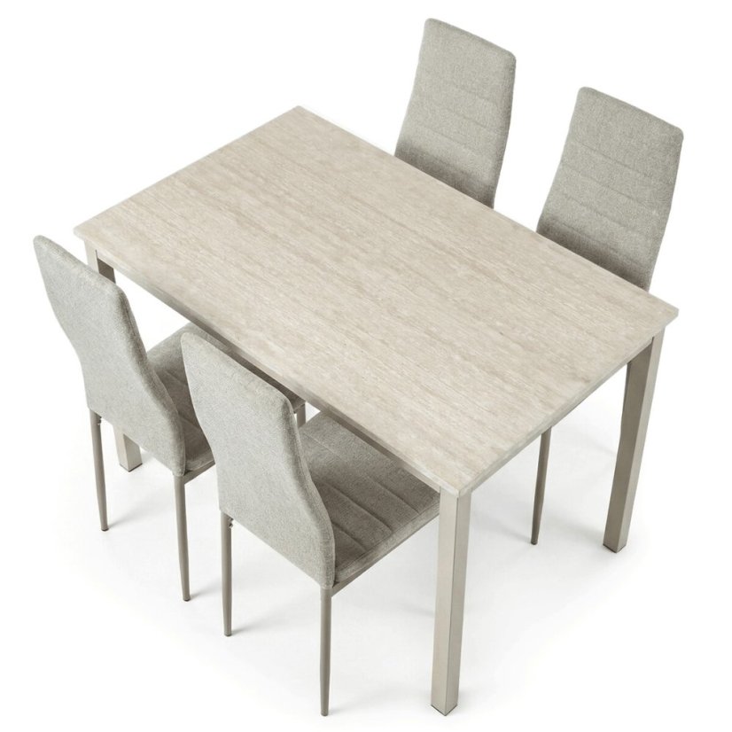 Jídelní set s 4 židlemi, 110x70x75cm travertin, ASE-1039 CRM2