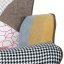 Křeslo houpací, potah patchwork látka, dřevěné nohy, masiv kaučukovník
