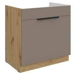 Dřezová skříňka FRISBO 80 ZL 1S BB, sandgrau/dub artisan (80 x 82) cm