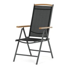 Zahradní židle, hliník, síťovina, šedá, AZC-W1408 GREY