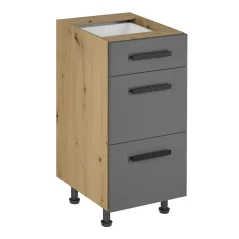 Spodní skříňka, dub artisan/šedý mat, s úchytkami, LANGEN D40S3 U