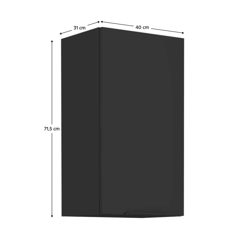 Horní skříňka SIBER 40 G-72 1F, černá (40 x 71,5) cm