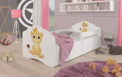 Postel s matrací, zábranou a šuplíkem CASIMO LION 140x70 bílá (78 x 58) cm