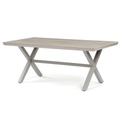 Stůl zahradní 180x100x75, deska polywood v dekoru světlého dubu, hliníková konstrukce, béžová barva