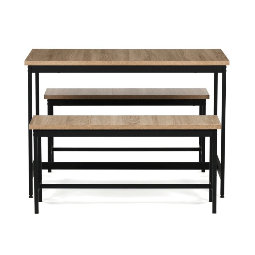 Jídelní set s 2 lavicemi, 110x60x75cm, mdf, dub, AUT-G1175 OAK