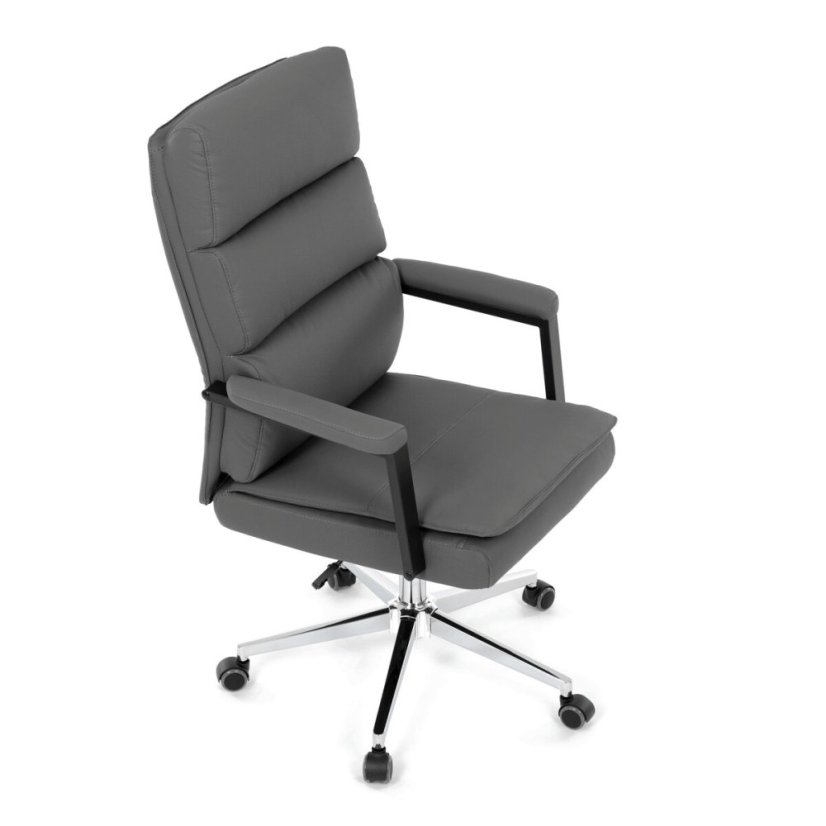 Kancelářské křeslo, houpací mechanismus, šedá ekokůže, KA-D8104 GREY