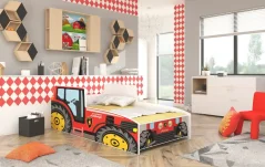 Postel s matracem TRACTOR RED 140x70 červená (74 x 60) cm