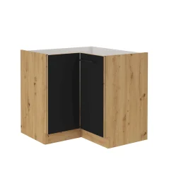 Spodní rohová skříňka Monro 90/90 DN 1F BB, černý mat / dub artisan
