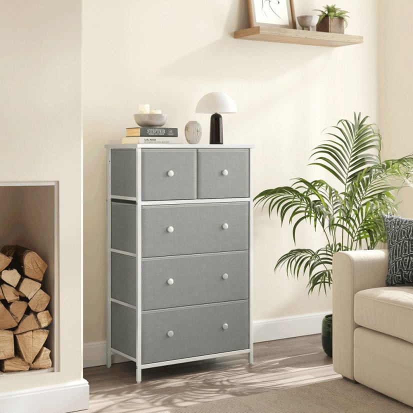 Komoda 56x30x93cm, kov, šedá, AUK-E1051 GREY - Barva: bílá#eup349564euv2