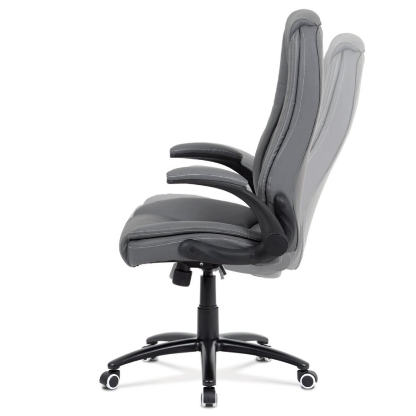 Kancelářská židle, šedá ekokůže, kříž kov černý, houpací mechanismus