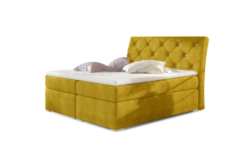 Kontinentální postel Boxspring CALVIN žlutá - Vyberte rozměry: 160 x 200 cm