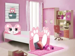 Postel s matrací BEAR PINK 140x70 růžová (78 x 58) cm – matrace v ceně – lůžko je připravené hned po montáži