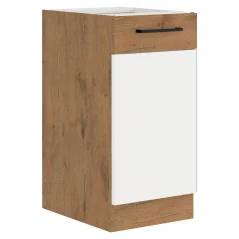 Spodní skříňka VEGA D40 1F BB, bílá extra vysoký lesk HG / dub lancelot (60 x 82) cm