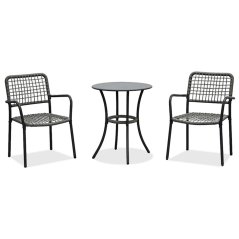 Balkónový set 1+2, stůl 60x60, židle umělý ratan barva antracit,  kov antracit