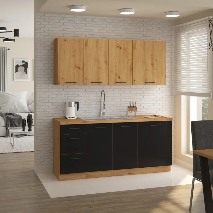 Horní skříňka, černý mat / dub artisan, Monro 50 GU-36 1F