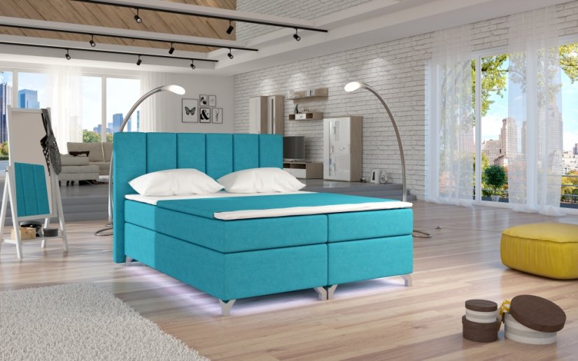 Kontinentální postel Boxspring BRAZIL tyrkysová - Vyberte rozměry: 160  x 200 cm