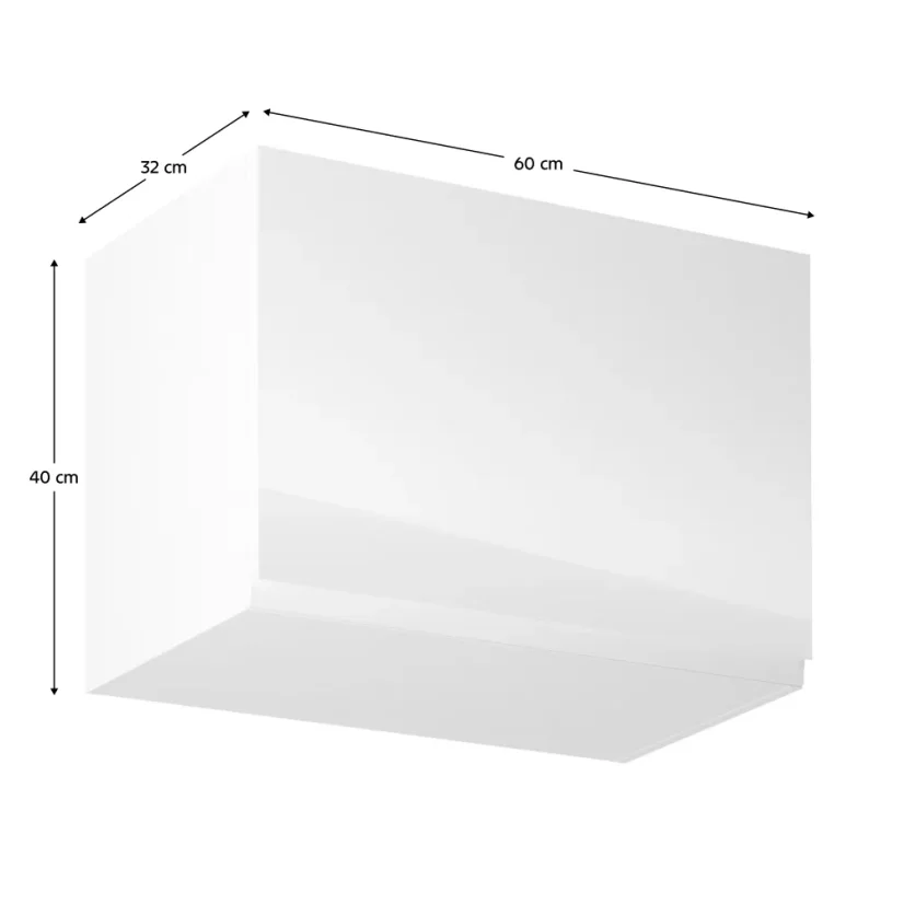Horní skříňka, bílá / bílý extra vysoký lesk, AURORA G60K