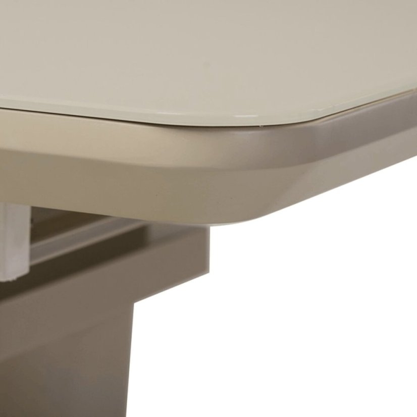 Jídelní stůl 110+40x75 cm, cappuccino 4 mm skleněná deska, MDF, cappuccino mat