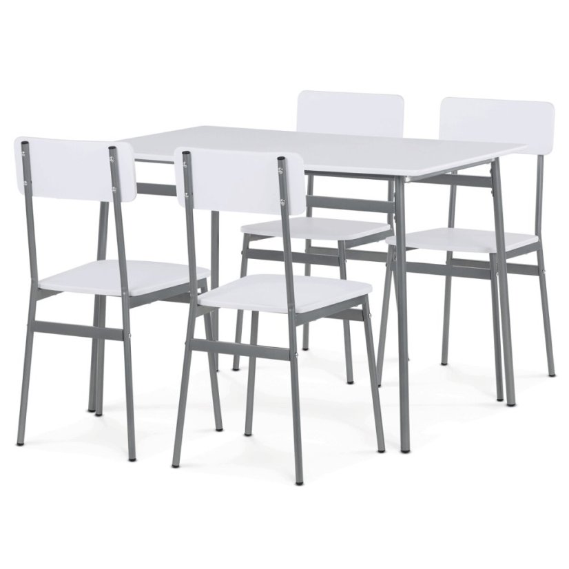 Jídelní set s 4 židlemi, 110x70x76cm, mdf, divoký dub, AUT-O2156 OAK - Barva: bílá#eup349669euv3