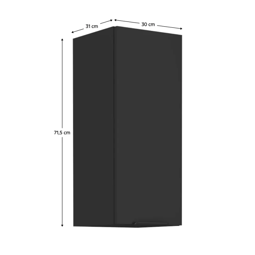 Horní skříňka SIBER 30 G-72 1F, černá (30 x 71,5) cm