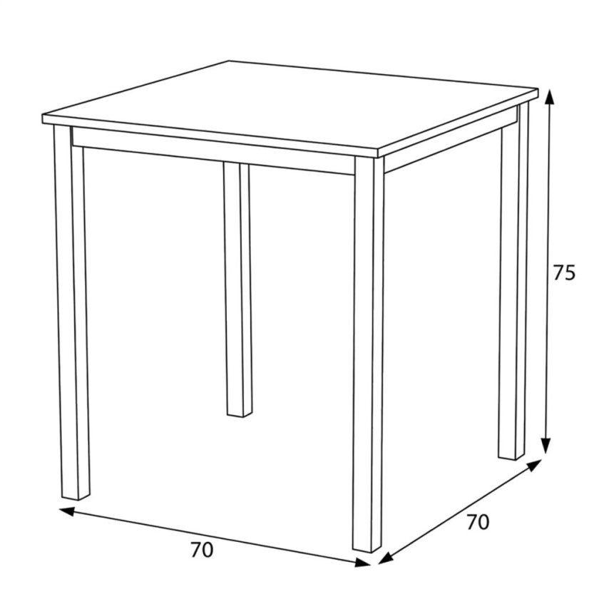 Jídelní stůl 70x70cm, melamin, dub, GDT-201 OAK - Barva (vyberte): hnědá - Barva (vyberte): bílá#eup349725euv4