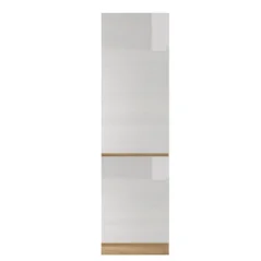 Potravinová skříňka D 60 LINE, pravá, vysoký bílý lesk/dub sonoma (60 x 202) cm