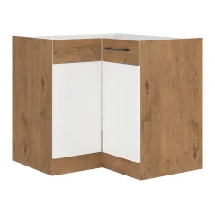 Spodní skříňka rohová VEGA DN 1F BB, bílá extra vysoký lesk HG / dub lancelot (83 x 82) cm