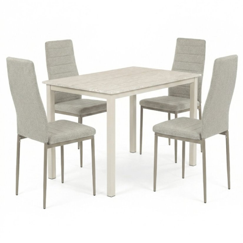 Jídelní set s 4 židlemi, 110x70x75cm travertin, ASE-1039 CRM2